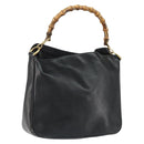 GUCCI Bamboo Hand Bag Leather Black Gold 001 0166 1638 Auth BA7790-1