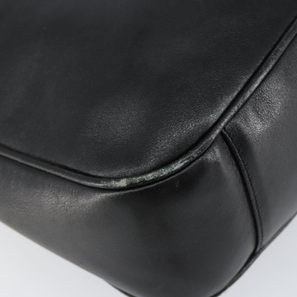 GUCCI Bamboo Hand Bag Leather Black Gold 001 0166 1638 Auth BA7790