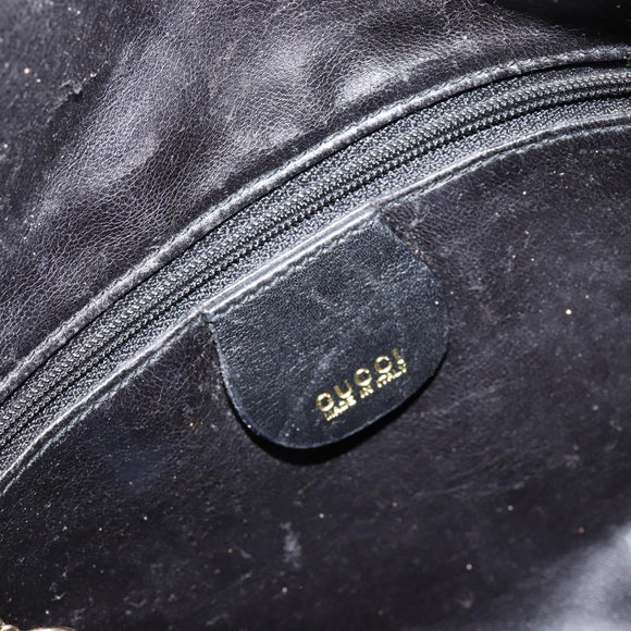 GUCCI Bamboo Hand Bag Leather Black Gold 001 0166 1638 Auth BA7790