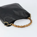 GUCCI Bamboo Hand Bag Leather Black Gold 001 0166 1638 Auth BA7790-6