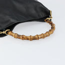GUCCI Bamboo Hand Bag Leather Black Gold 001 0166 1638 Auth BA7790-7