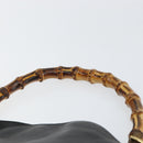 GUCCI Bamboo Hand Bag Leather Black Gold 001 0166 1638 Auth BA7790-8