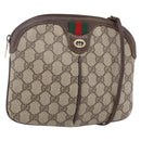 GUCCI GG Supreme Web Sherry Line Bag PVC Beige Gold 904 02 047 Auth BA7792-1