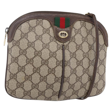 GUCCI GG Supreme Web Sherry Line Bag PVC Beige Gold 904 02 047 Auth BA7792