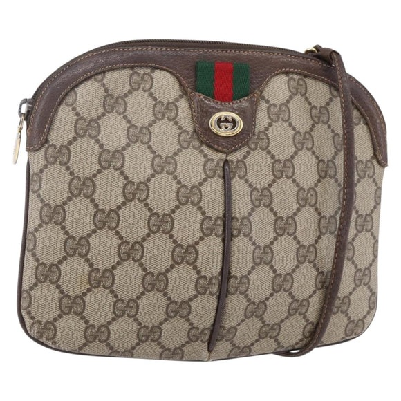 GUCCI GG Supreme Web Sherry Line Bag PVC Beige Gold 904 02 047 Auth BA7792