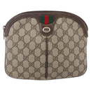 GUCCI GG Supreme Web Sherry Line Bag PVC Beige Gold 904 02 047 Auth BA7792-13