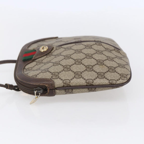 GUCCI GG Supreme Web Sherry Line Bag PVC Beige Gold 904 02 047 Auth BA7792