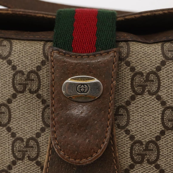 GUCCI GG Supreme Web Sherry Line Bag PVC Beige Gold 72 02 024 Auth BA7793