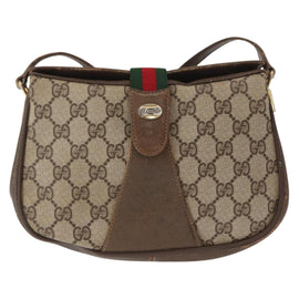 GUCCI GG Supreme Web Sherry Line Bag PVC Beige Gold 72 02 024 Auth BA7793 - 0