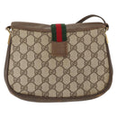 GUCCI GG Supreme Web Sherry Line Bag PVC Beige Gold 72 02 024 Auth BA7793-3