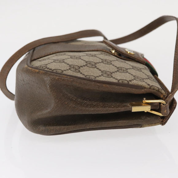 GUCCI GG Supreme Web Sherry Line Bag PVC Beige Gold 72 02 024 Auth BA7793