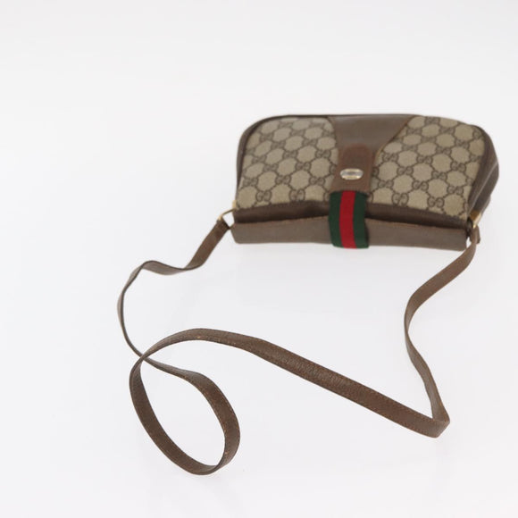 GUCCI GG Supreme Web Sherry Line Bag PVC Beige Gold 72 02 024 Auth BA7793