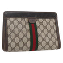 GUCCI GG Supreme Web Sherry Line Bag PVC Beige Gold 41 014 2125 23 Auth BA7795-1