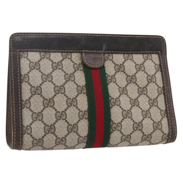 GUCCI GG Supreme Web Sherry Line Bag PVC Beige Gold 41 014 2125 23 Auth BA7795