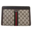 GUCCI GG Supreme Web Sherry Line Bag PVC Beige Gold 41 014 2125 23 Auth BA7795-13