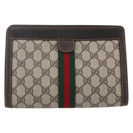 GUCCI GG Supreme Web Sherry Line Bag PVC Beige Gold 41 014 2125 23 Auth BA7795 - 0