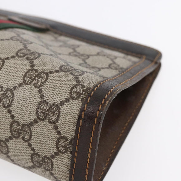 GUCCI GG Supreme Web Sherry Line Bag PVC Beige Gold 41 014 2125 23 Auth BA7795