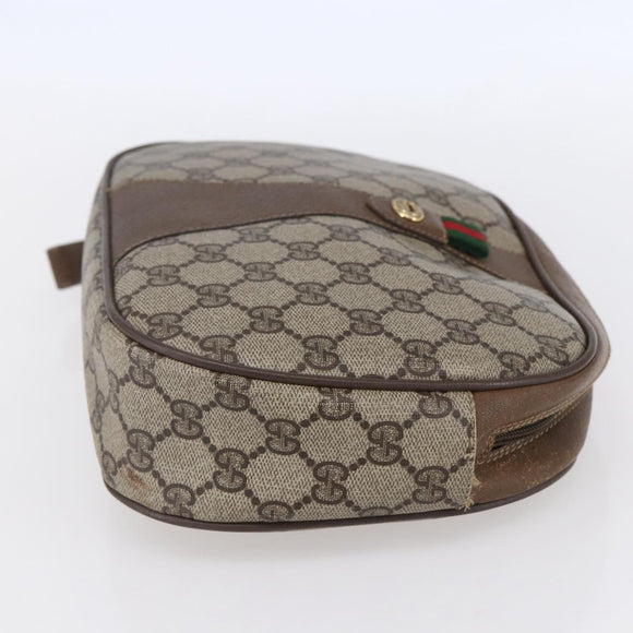 GUCCI GG Supreme Web Sherry Line Bag PVC Beige Gold Red 89 01 034 Auth BA7796