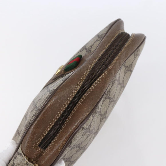 GUCCI GG Supreme Web Sherry Line Bag PVC Beige Gold Red 89 01 034 Auth BA7796