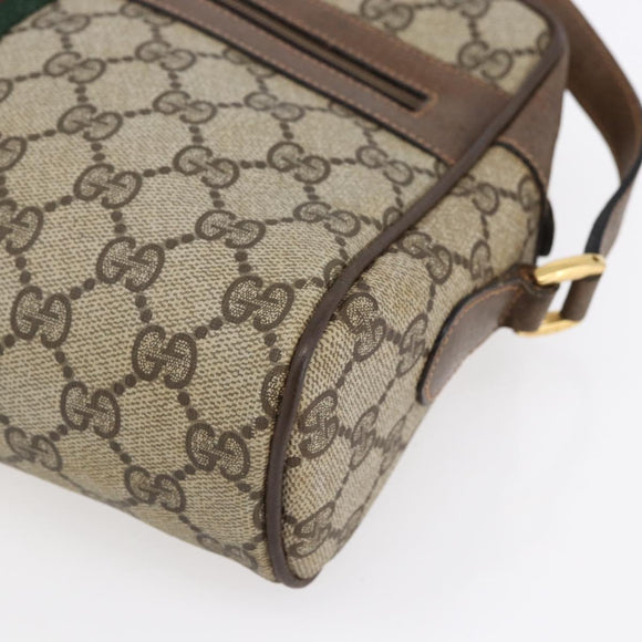 GUCCI GG Supreme Web Sherry Line Bag PVC Beige Gold 14 02 005 Auth BA7798