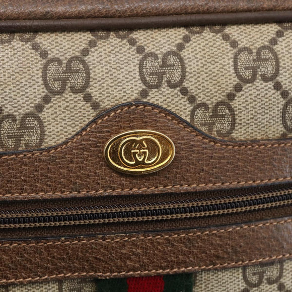 GUCCI GG Supreme Web Sherry Line Bag PVC Beige Gold 14 02 005 Auth BA7798