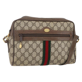 GUCCI GG Supreme Web Sherry Line Bag PVC Beige Gold 14 02 005 Auth BA7798