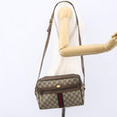 GUCCI GG Supreme Web Sherry Line Bag PVC Beige Gold 14 02 005 Auth BA7798-24
