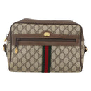 GUCCI GG Supreme Web Sherry Line Bag PVC Beige Gold 14 02 005 Auth BA7798-13