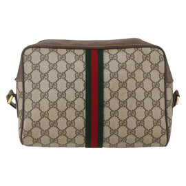 GUCCI GG Supreme Web Sherry Line Bag PVC Beige Gold 14 02 005 Auth BA7798 - 0