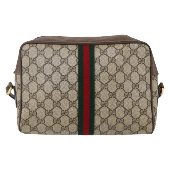GUCCI GG Supreme Web Sherry Line Bag PVC Beige Gold 14 02 005 Auth BA7798