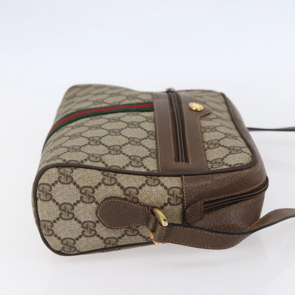 GUCCI GG Supreme Web Sherry Line Bag PVC Beige Gold 14 02 005 Auth BA7798