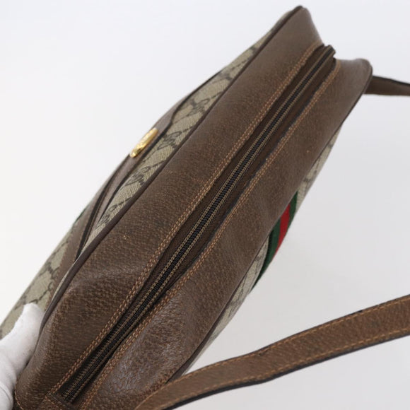 GUCCI GG Supreme Web Sherry Line Bag PVC Beige Gold 14 02 005 Auth BA7798