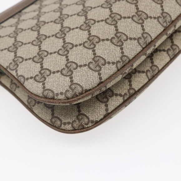 GUCCI GG Supreme Web Sherry Line Bag PVC Beige Gold Red 904 02 043 Auth BA7799