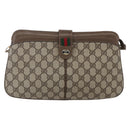 GUCCI GG Supreme Web Sherry Line Bag PVC Beige Gold Red 904 02 043 Auth BA7799-13