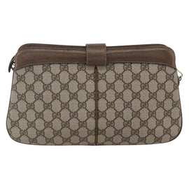 GUCCI GG Supreme Web Sherry Line Bag PVC Beige Gold Red 904 02 043 Auth BA7799 - 0