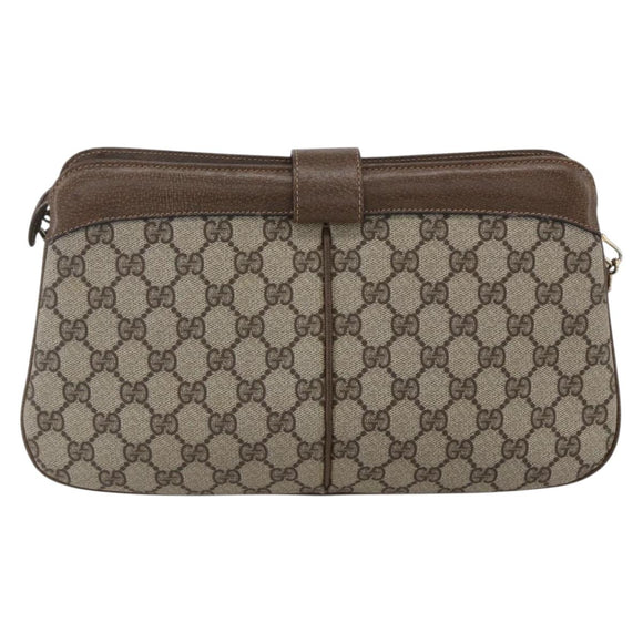 GUCCI GG Supreme Web Sherry Line Bag PVC Beige Gold Red 904 02 043 Auth BA7799