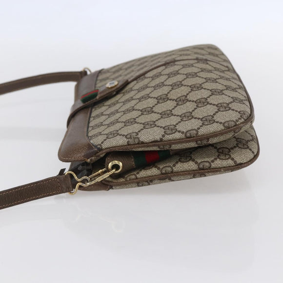 GUCCI GG Supreme Web Sherry Line Bag PVC Beige Gold Red 904 02 043 Auth BA7799