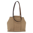 HERMES Cavac Elan PM Hand Bag Canvas Beige Silver Auth BA7802-1