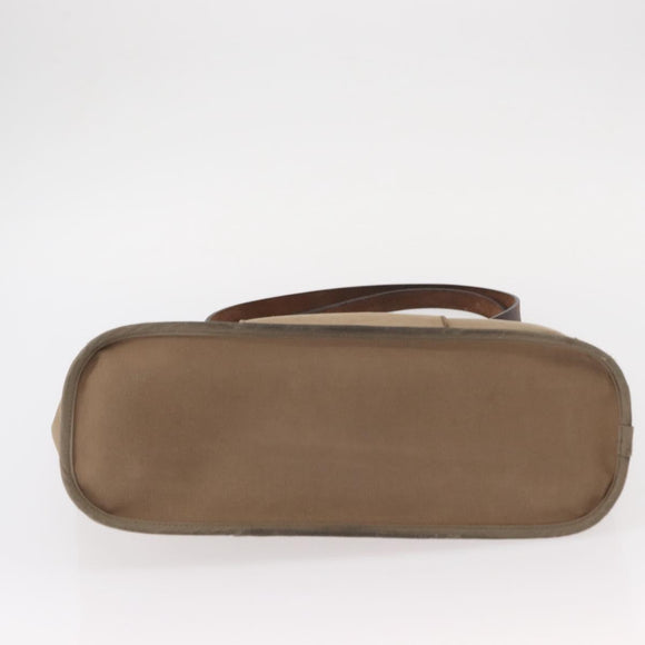 HERMES Cavac Elan PM Hand Bag Canvas Beige Silver Auth BA7802