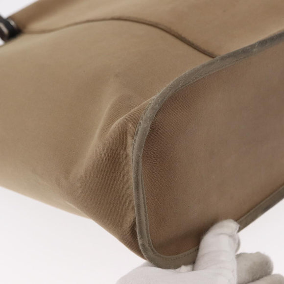 HERMES Cavac Elan PM Hand Bag Canvas Beige Silver Auth BA7802