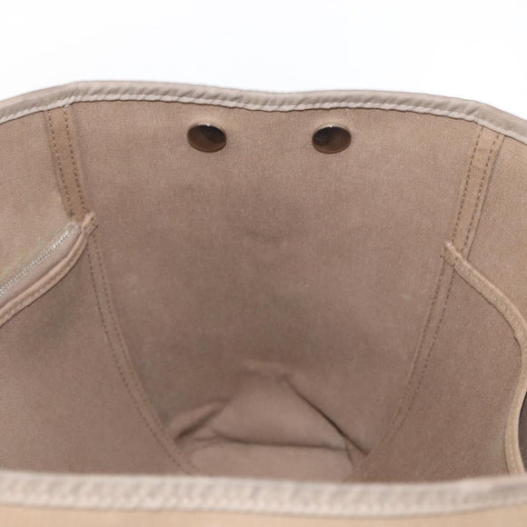 HERMES Cavac Elan PM Hand Bag Canvas Beige Silver Auth BA7802