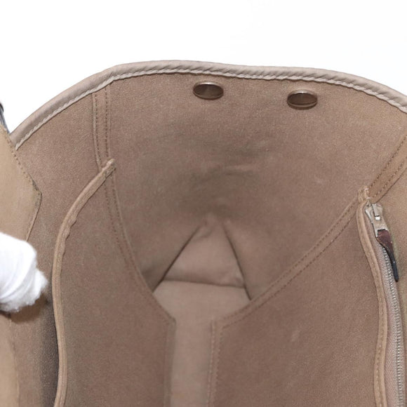 HERMES Cavac Elan PM Hand Bag Canvas Beige Silver Auth BA7802