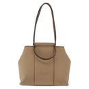 HERMES Cavac Elan PM Hand Bag Canvas Beige Silver Auth BA7802-2