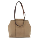 HERMES Cavac Elan PM Hand Bag Canvas Beige Silver Auth BA7802-3