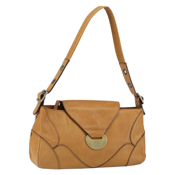 Chloe Shoulder Bag Leather Brown Gold Auth BA7803