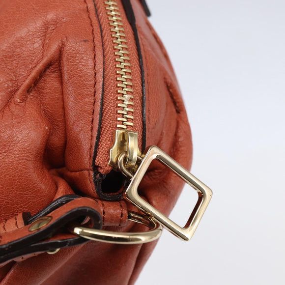 Chloe Hand Bag Leather 2way Orange Gold Auth BA7804