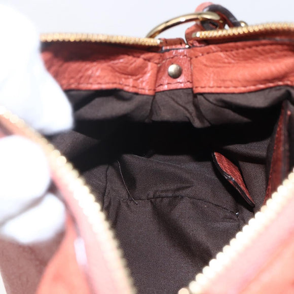 Chloe Hand Bag Leather 2way Orange Gold Auth BA7804