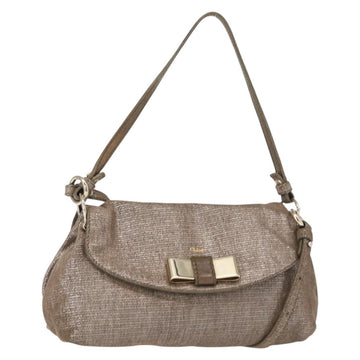 Chloe Lily Hand Bag Canvas 2way Silver Auth BA7806
