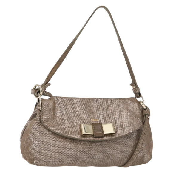 Chloe Lily Hand Bag Canvas 2way Silver Auth BA7806