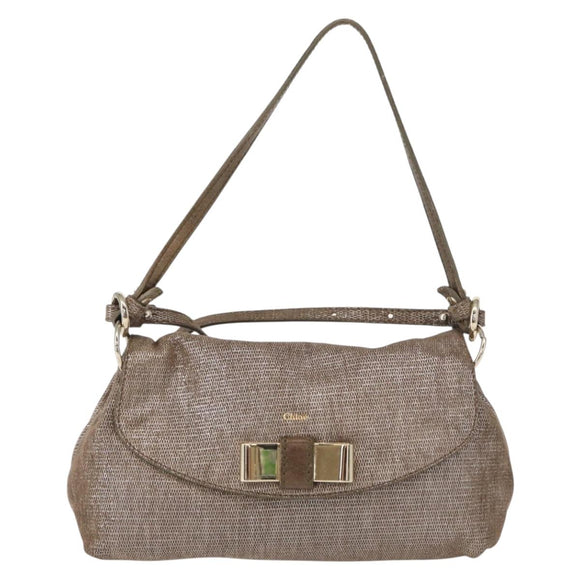 Chloe Lily Hand Bag Canvas 2way Silver Auth BA7806